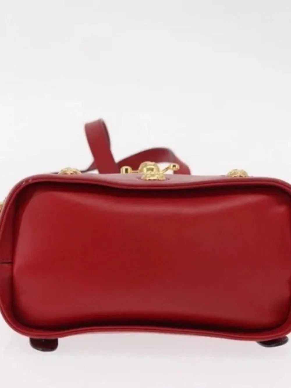 Salvatore Ferragamo Backpack Leather Red Gold Auth 150428
